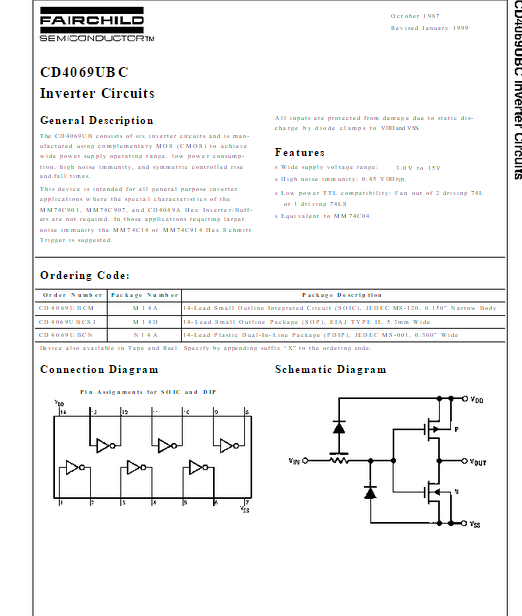 Tc4069ubp схема включения